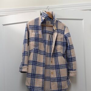 Marine Layer Blue and Cream Plaid Utility Jacket